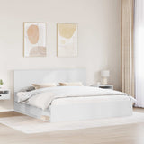 Bed Frame with Headboard White 200 x 200 cm Solid Pine Wood 3410965