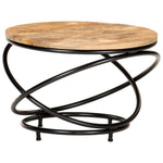 ZNTS Coffee Table Black 60x60x40 cm Solid Rough Mango Wood 321935