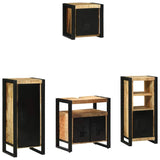 Bathroom Furniture Set with Shelf 4 pcs Brown Solid Mango Wood 3305656