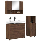 Bathroom Furniture Set with Drawer with Shelf 3 pcs Brown Oak 3393030