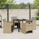 Garden Dining Set with Cushion Folding 5 pcs Beige Poly rattan 3379964
