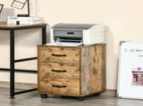 3 Drawer File Cabinet, Mobile Filing Cabinet on Wheels for Home Office, Study, Rustic Brown T3398P342393