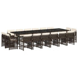 17 Piece Garden Dining Set with Cushions Brown Poly Rattan 3211065