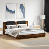 Bed Frame with LED without Mattress Smoked Oak 200x200 cm 3209986