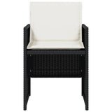 5 Piece Garden Dining Set with Cushions Black Poly Rattan 365085