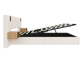 Beige Wide Headboard Upholstered Bed with charging station & Bedside Storage, package 1 N652P324284W