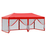 Folding Party Tent with Sidewalls Red 3x6 m 93555