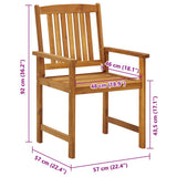 Garden Chair Set of 8 Brown Solid Acacia Wood Standard Durable 3078150