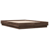 Bed Frame with LED without Mattress Brown Oak 135x190 cm Double 3209820