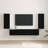 TV Wall Cabinet 2 pcs Black 30 x 31 x 80 cm Engineered Wood 892292