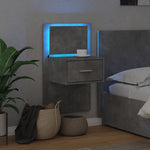 ZNTS Wall-mounted Bedside Cabinet with LED Lights Concrete Grey 848163