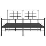 Metal Bed Frame without Mattress with Footboard Black 150x200cm 355581