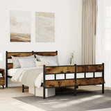 Metal Bed Frame without Mattress Smoked Oak 150x200 cm King Size 3308464