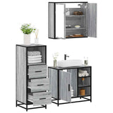 3 Piece Bathroom Furniture Set Grey Sonoma Engineered Wood 3301028