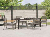 Garden Dining Set with Cushion 5 pcs Grey and Black Rattan 3380823