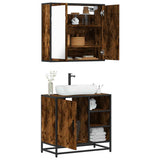 2 Piece Bathroom Furniture Set Smoked Oak Engineered Wood 3300907
