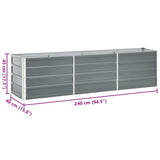 Garden Raised Bed Galvanised Steel 240x40x45 cm Grey 47044