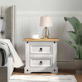 Bedside Table Corona White 53 x 39 x 47 cm Solid Pine Wood 42021188