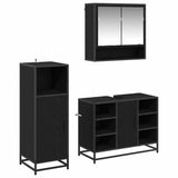 Bathroom Furniture Set 3 pcs Black Oak Engineered Wood 3402467