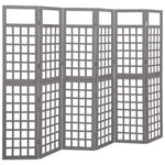 6-Panel Room Divider/Trellis Solid Fir Wood Grey 242.5x180 cm 316489