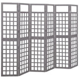 6-Panel Room Divider/Trellis Solid Fir Wood Grey 242.5x180 cm 316489