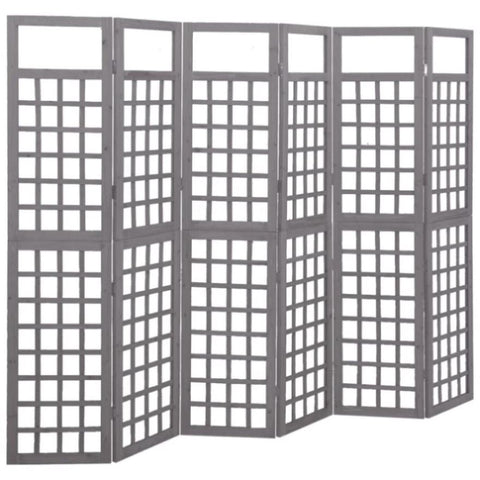 6-Panel Room Divider/Trellis Solid Fir Wood Grey 242.5x180 cm 316489
