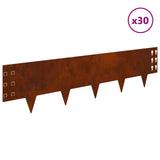 Lawn Edging 30 pcs 100 x 25 cm Steel Rusty 8008622
