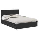 Storage Bed with Headboard Black 140 x 190 cm Engineered Wood 3410799