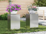 Plant Stand 2 pcs Silver 24 x 24 x 55 cm Galvanised steel 865818