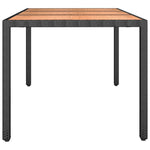 Garden Table with Wooden Top Black Poly Rattan&Solid Wood Acacia 319551