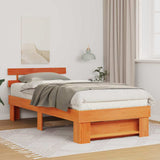 Bed Frame with Headboard Wax Brown 75 x 190 cm Solid Pine Wood 872511