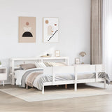 Bed Frame without Mattress White 200x200 cm Solid Wood Pine 3305809