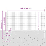 Fence with Posts Green 0.8 x 10 m Steel 3335982