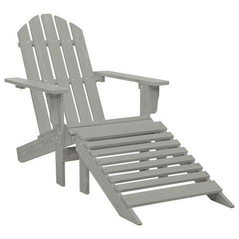 Garden Chair with Ottoman Wood Grey 45700