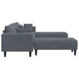 Velvet Sofa with Cushion 3 pcs Dark Grey 208 cm Velvet 3335173