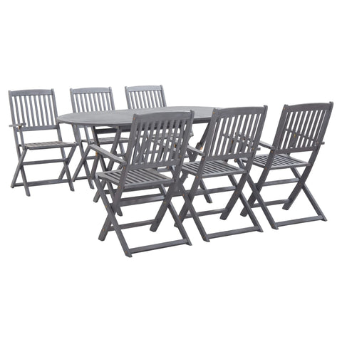 7 Piece Garden Dining Set Solid Acacia Wood Grey 278923
