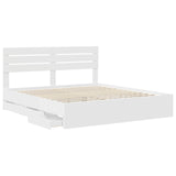 Bed Frame with Drawer White 200 x 200 cm Engineer Wood 3411479