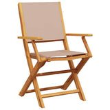 Folding Garden Chairs 8 pcs Taupe Fabric and Solid Wood 3214582
