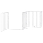 Dog Gate with Door Foldable 8 Panels White 640 cm Poplar Wood 3155566