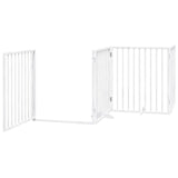 Dog Gate with Door Foldable 8 Panels White 640 cm Poplar Wood 3155566