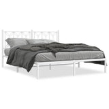 Metal Bed Frame without Mattress with Headboard White 160x200cm 376180