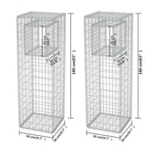 142542 Gabion Basket Posts/Planters 2 pcs Steel 50x50x160 cm