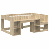 Bed with Tunnel 3 pcs Sonoma Oak and Black Engineered Wood 3423508