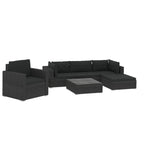 6 Piece Garden Lounge Set with Cushions Poly Rattan Black 46745