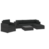 6 Piece Garden Lounge Set with Cushions Poly Rattan Black 46745
