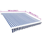 ZNTS Awning Top Sunshade Canvas Blue & White 6 x 3 m 141012