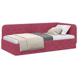 Corner Bed Frame with Headboard Wine Red 90 x 200 cm Velvet 42016537