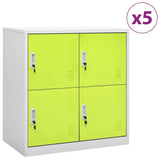 Locker Cabinets 5 pcs Light Grey and Green 90x45x92.5 cm Steel 3095230
