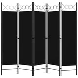 ZNTS 5-Panel Room Divider Black 200x180 cm 320710