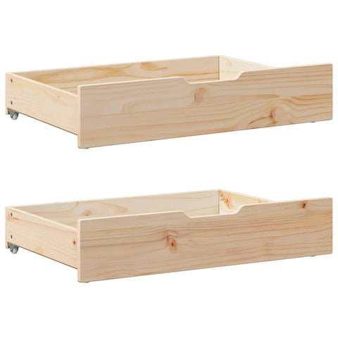 ZNTS Under-Bed Drawers with Wheels 2 pcs 80x55x17 cm Solid Wood Pine 850929